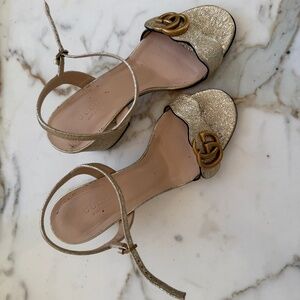 GUCCI Marmont Metallic High-Heel Sandal